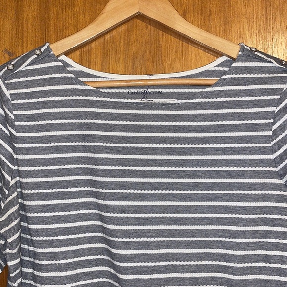 •CROFT & BARROW•BLACK & WHITE STRIPED 3/4 SLEEVES BOAT NECK BLOUSE SIZE XL EUC - Picture 5 of 8